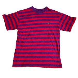 Vintage Duck Head Purple and Pink Striped Graphic T-Shirt Medium 90s